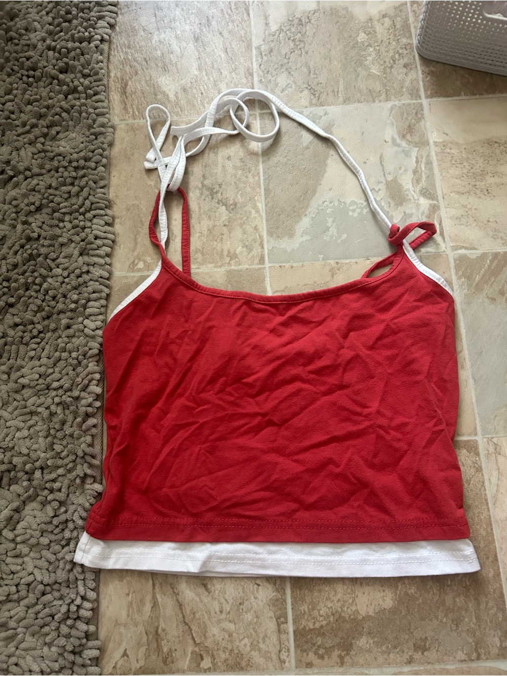 Tilly's Red Crop Camisole with White Trim